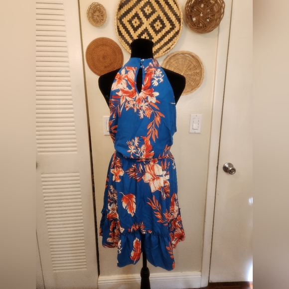 Blue Floral Sleeveless Mini Dress - Picture 10 of 12